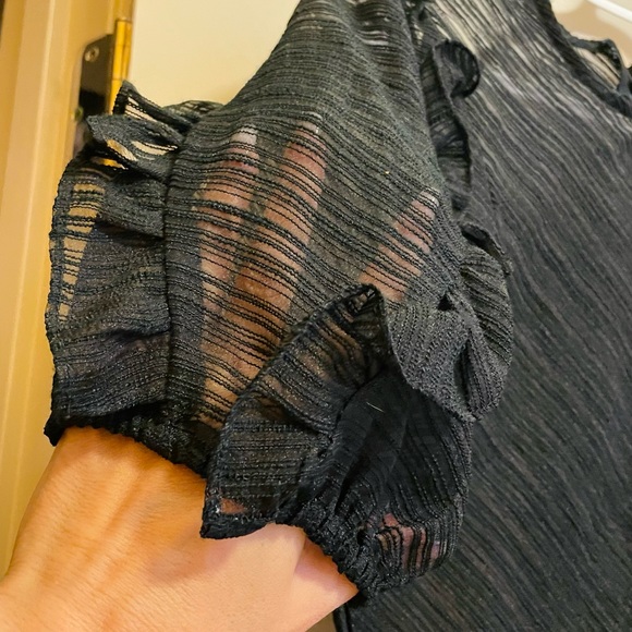 Elegant mesh style. Zipper back. Slightly puffed sleeves. - Picture 6 of 8